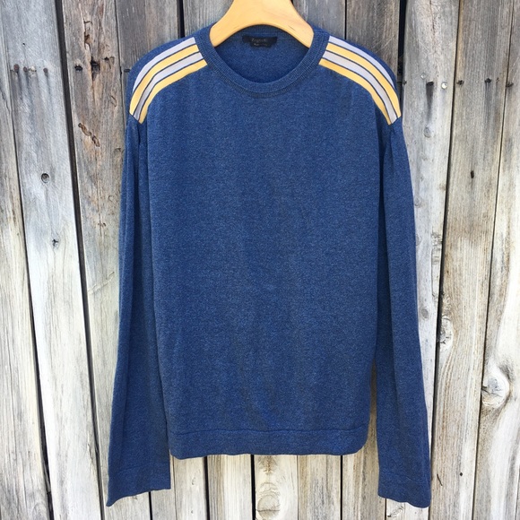 Ermenegildo Zeyna Spott Crewneck Striped Sweater Cotton Blue XL